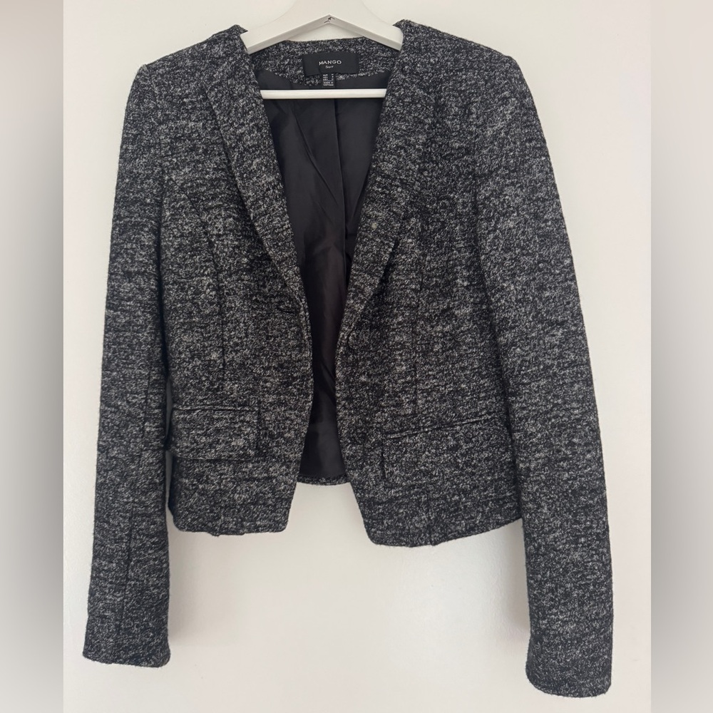 Mango Charcoal and Black Suit Jacket